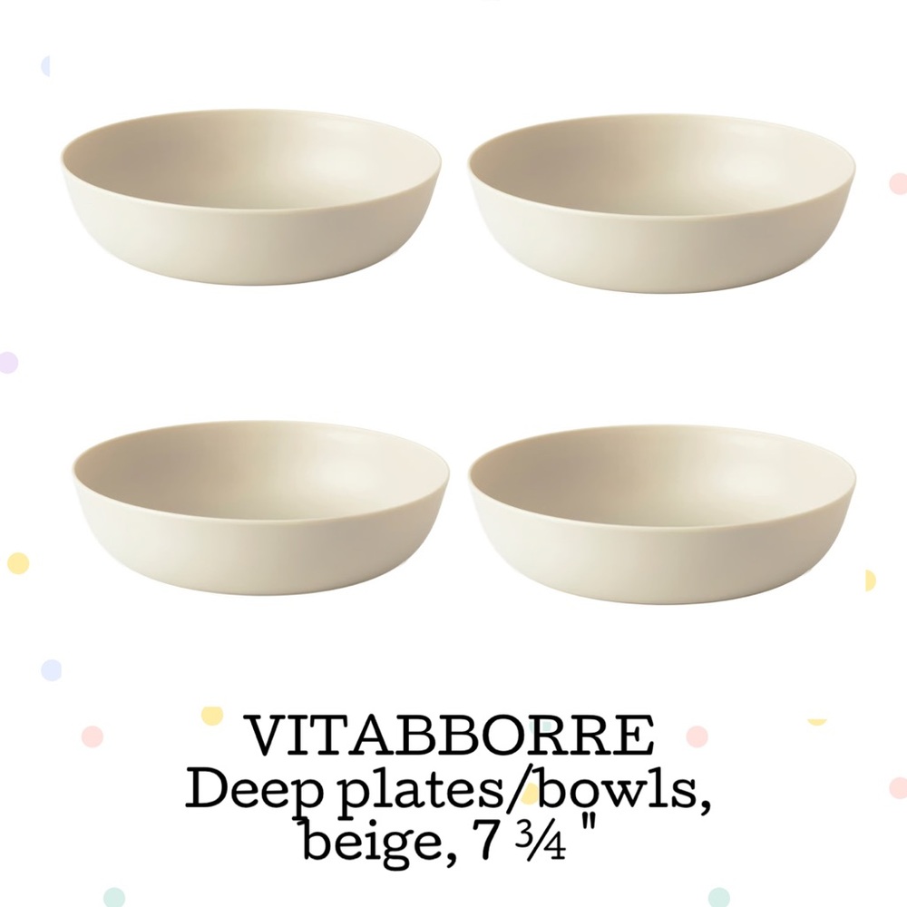 Vitabborre Beige Deep Plastic Bowls - set of 4